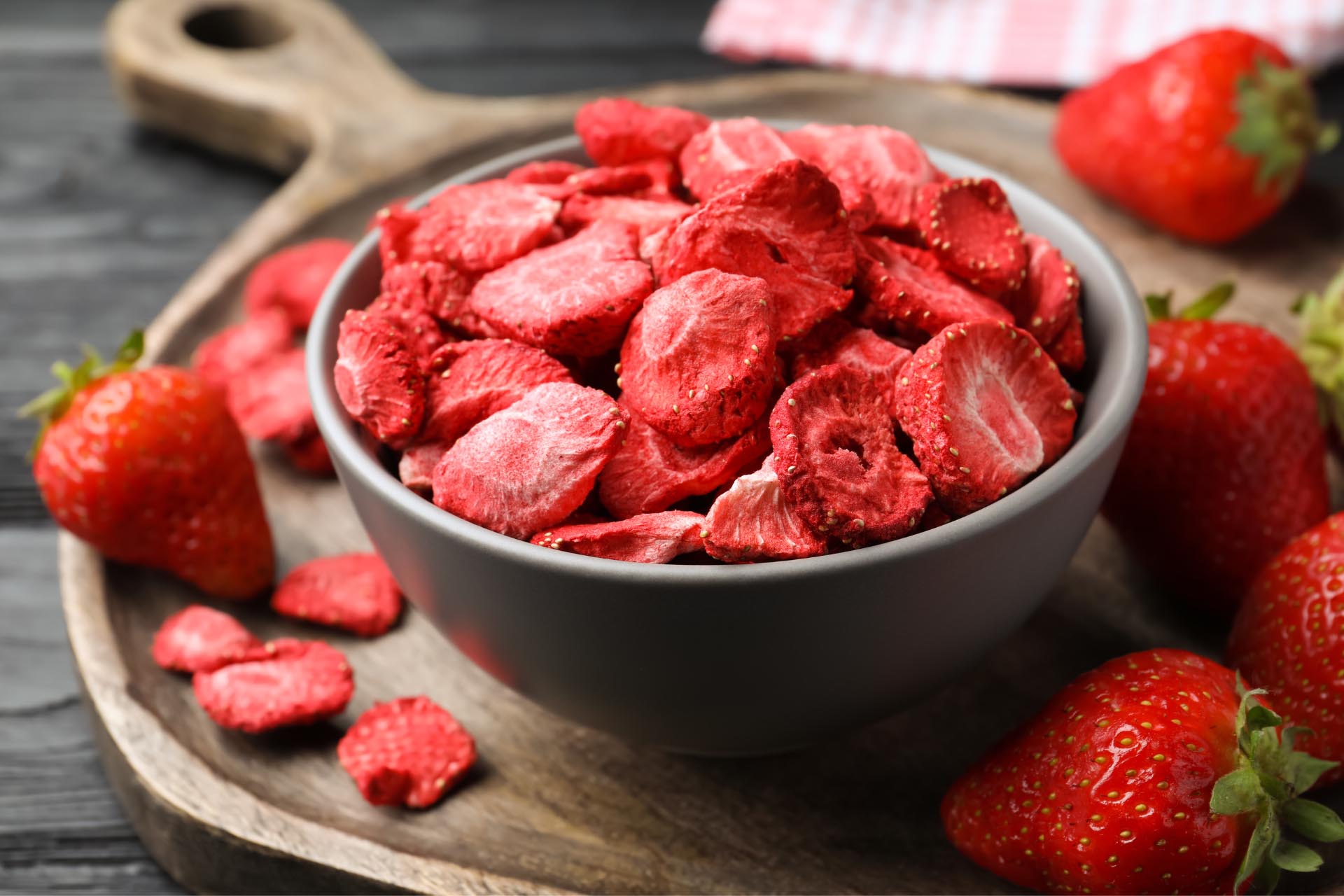 freeze dried strawberry in a bowl